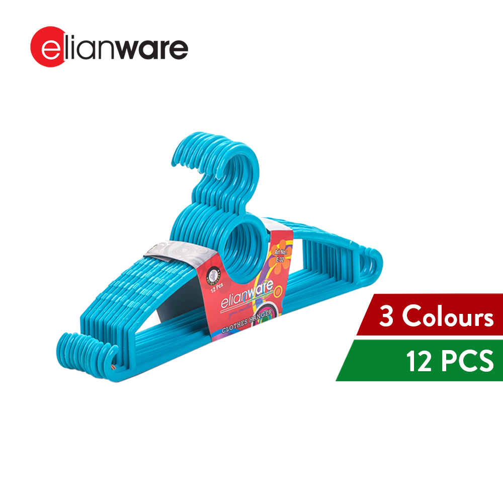 Elianware 12 Pcs Set Multicolour Penyangkut Baju Kids Hanger Clothes