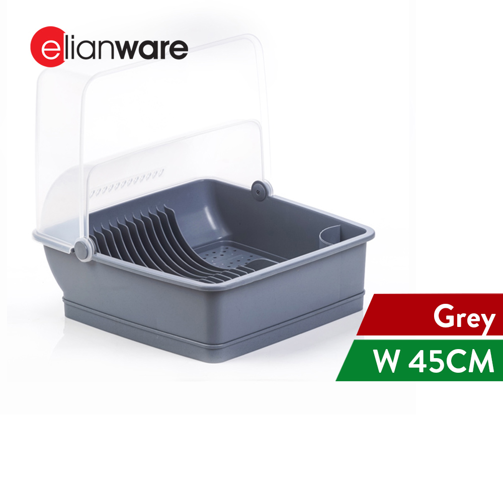 Elianware Extra Large Dust Free Home Dish Rack Disk Drainer with Cover