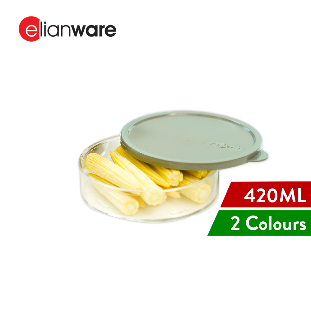 Elianware E-Concept (420ml) Round Acrylic BPA FREE Microwavable Kitchen Fridge Freezer Organizer