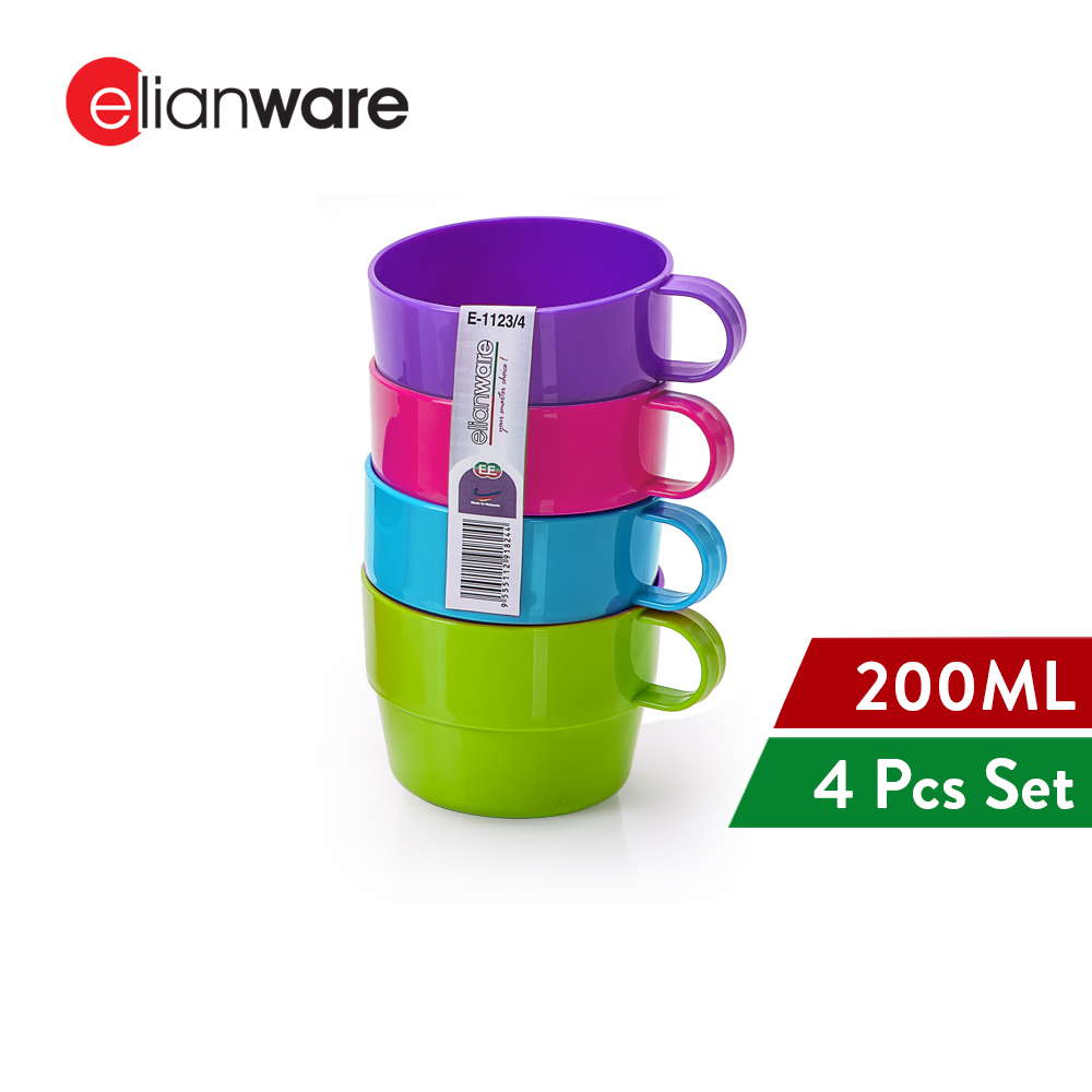 Elianware 4Pcs Pack BPA FREE Colourful Espresso Cup Tumbler Drinking Mug (200ml)