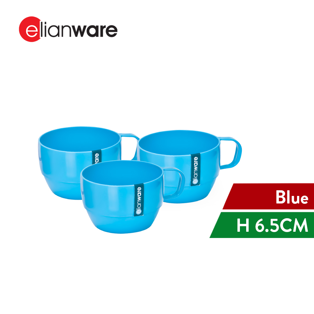 Elianware 3Pcs Pack BPA FREE Colourful Handle Water Cup Tumbler Drinking Mug (350ml)