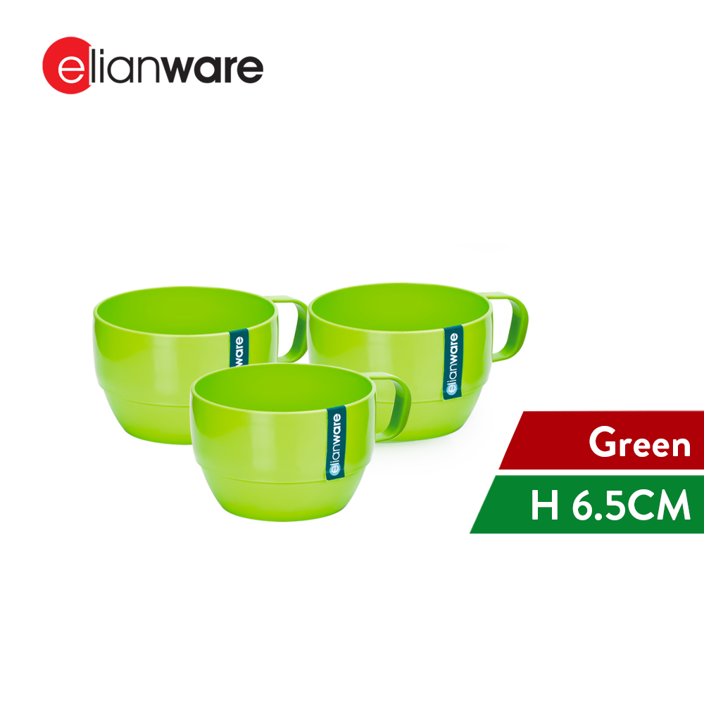 Elianware 3Pcs Pack BPA FREE Colourful Handle Water Cup Tumbler Drinking Mug (350ml)