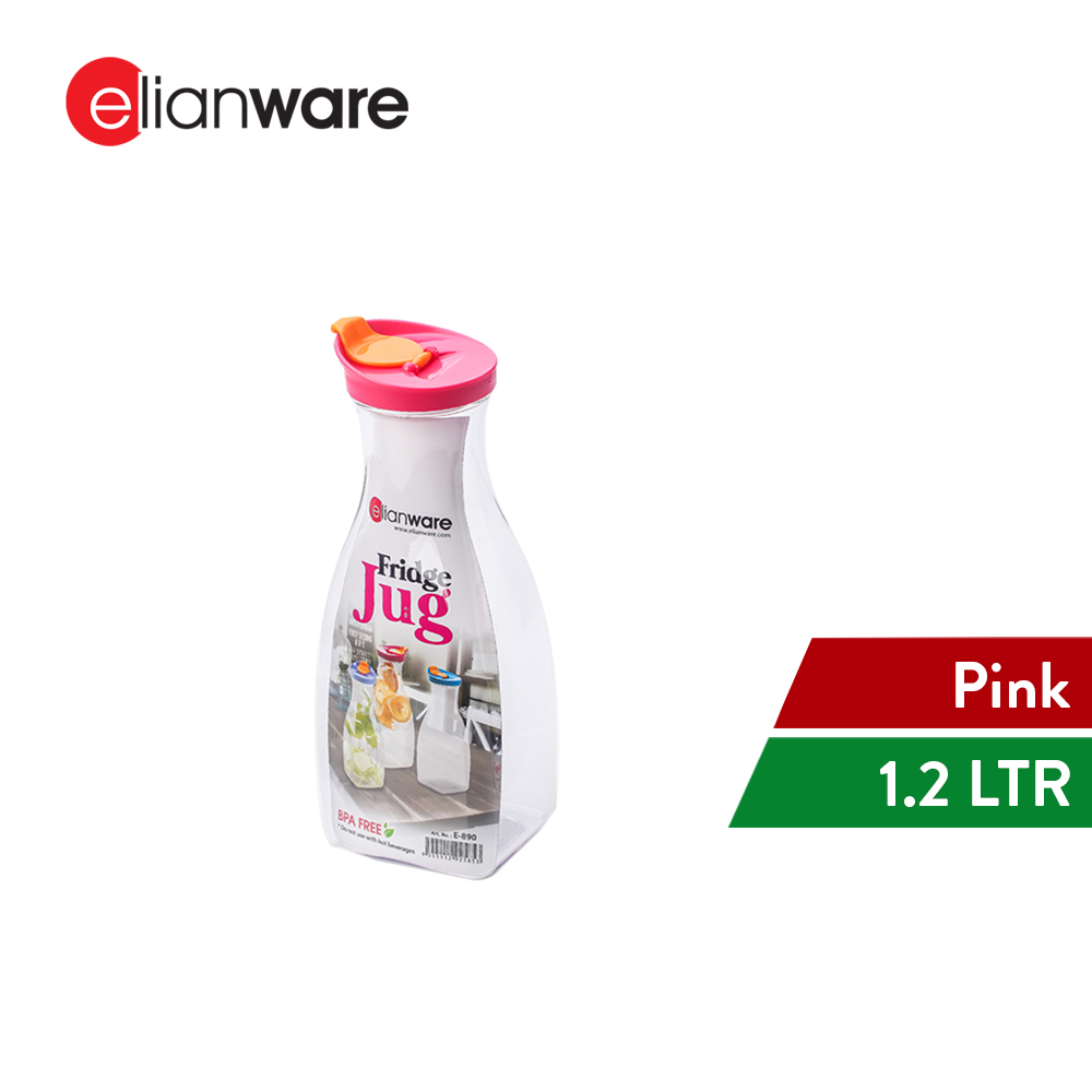 Elianware 1.2Ltr BPA Free Glass-Like Clear Water Jug with Flip Top Lid