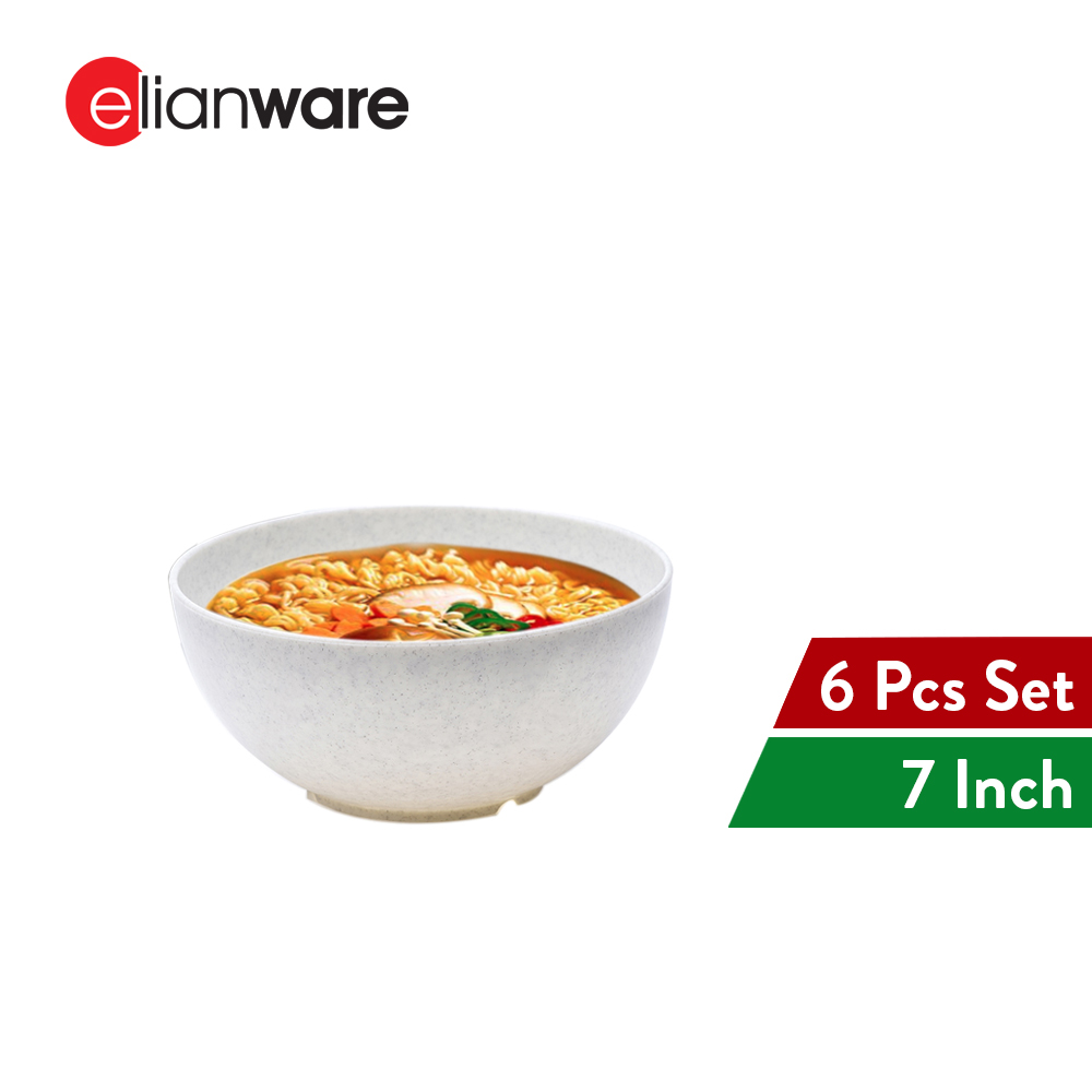 Elianware 7’' Marble Dining Bowl (6 Pcs Set) Big Soup Noodle Mangkuk Bowl