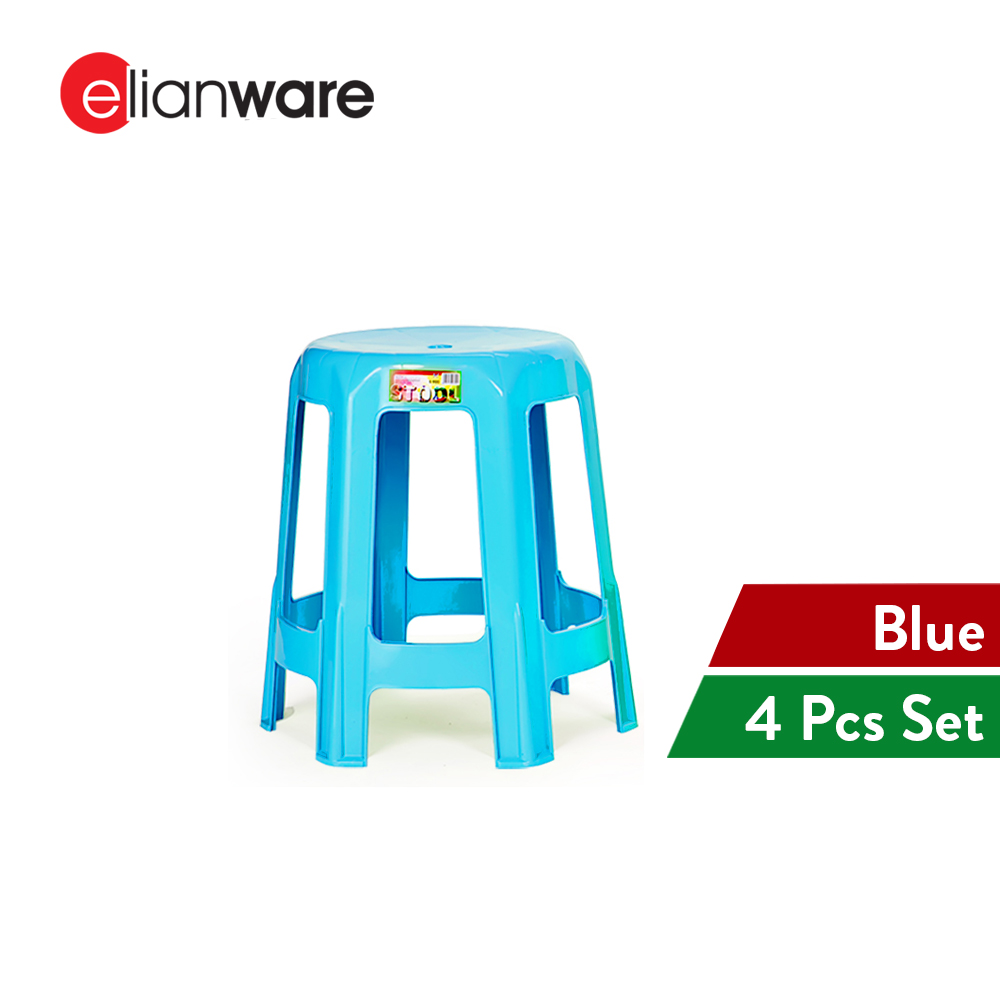 Elianware (1PC/4PCS) High Quality Colourful Furniture Strong Plastic Chairs Dining Stool