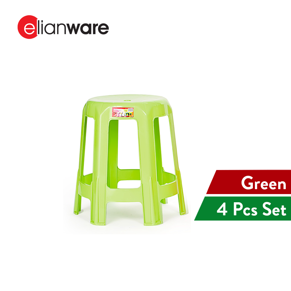 Elianware (1PC/4PCS) High Quality Colourful Furniture Strong Plastic Chairs Dining Stool