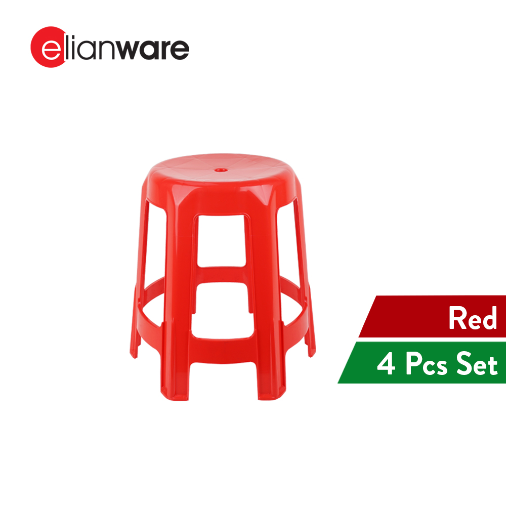 Elianware (1PC/4PCS) High Quality Colourful Furniture Strong Plastic Chairs Dining Stool