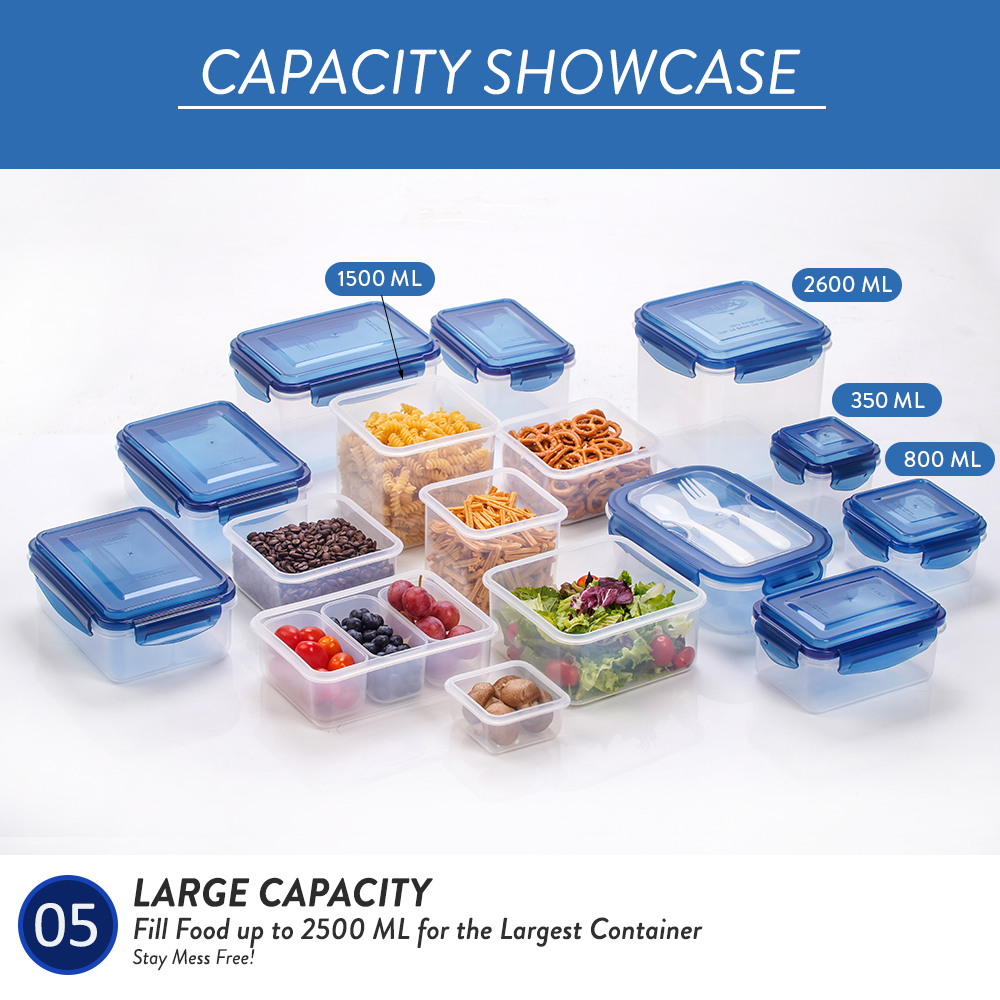 Elianware 1PC/4PCS Ezy-Lock Airtight Seal Microwavable Food Container