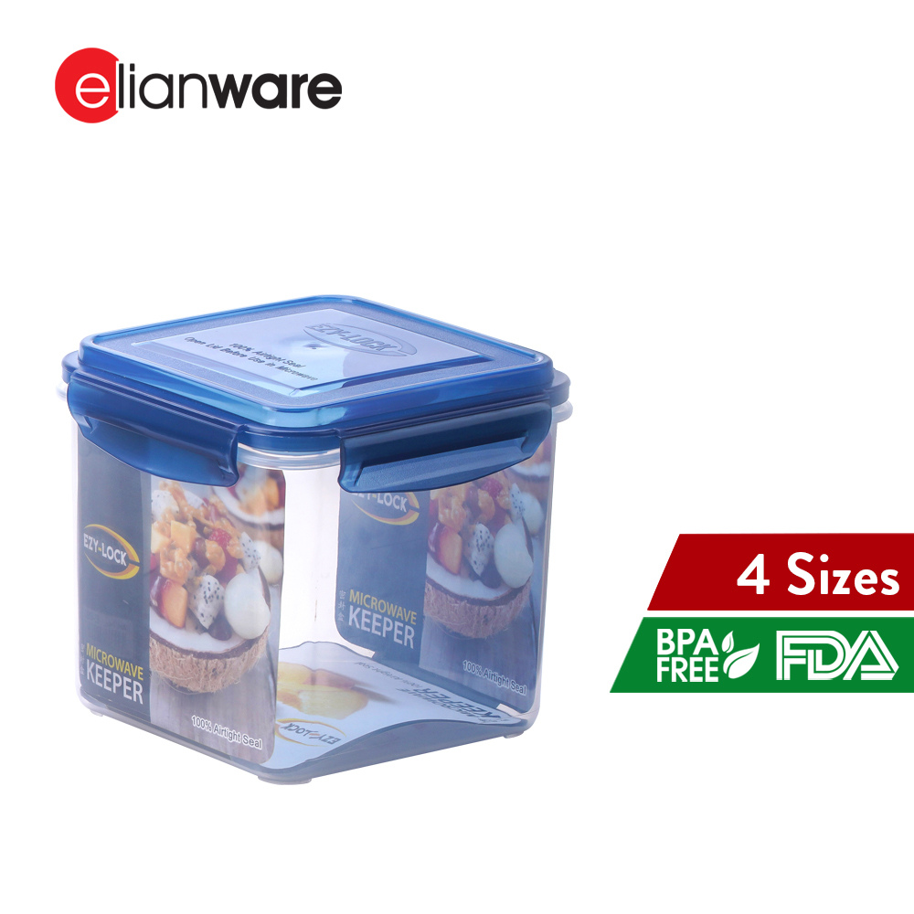 Elianware 1PC/4PCS Ezy-Lock Airtight Seal Microwavable Square Food Containers