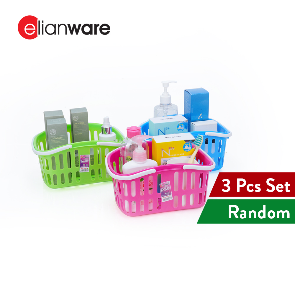 Elianware 3Pcs Multipurpose Bathroom Kitchen Hanging Basket Storage Penyangkut with Handle