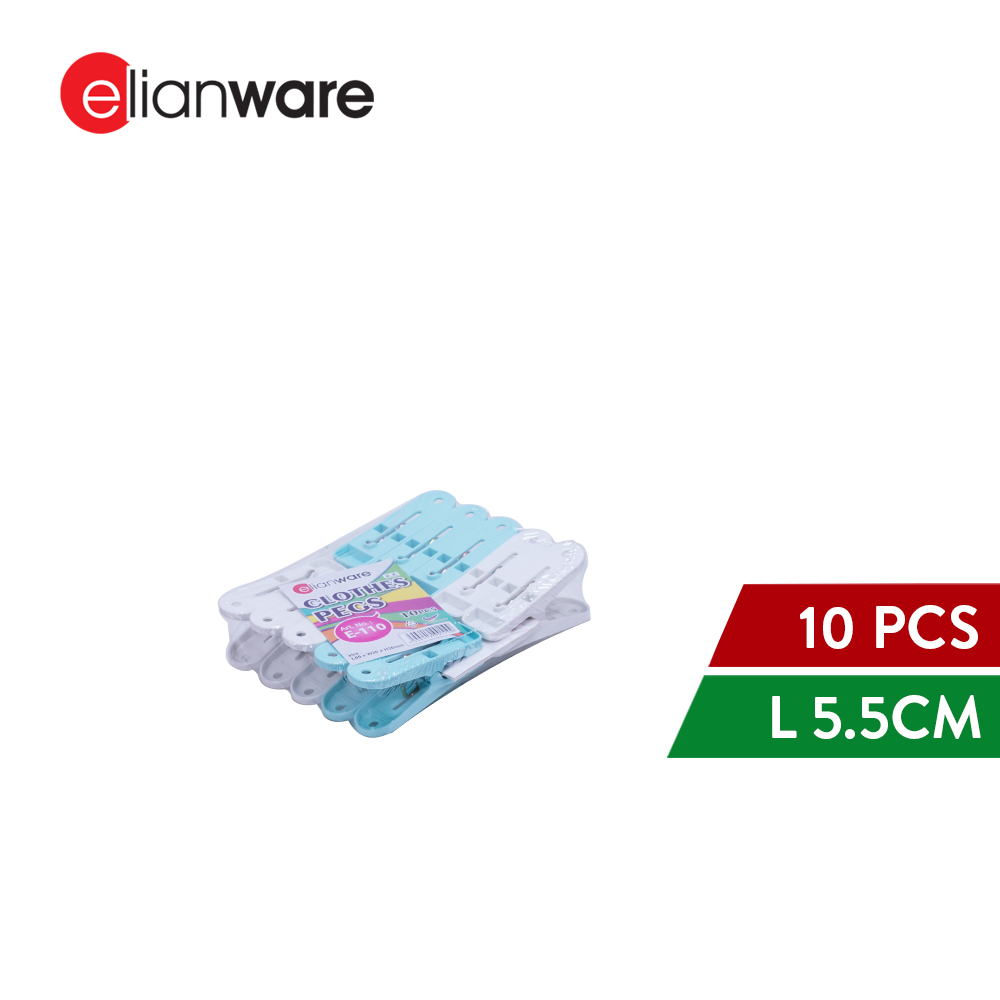 Elianware 6Pcs Value-Pack Durable Clothes Hanger [ FREE 10Pcs Pegs ] Penyangkut Baju