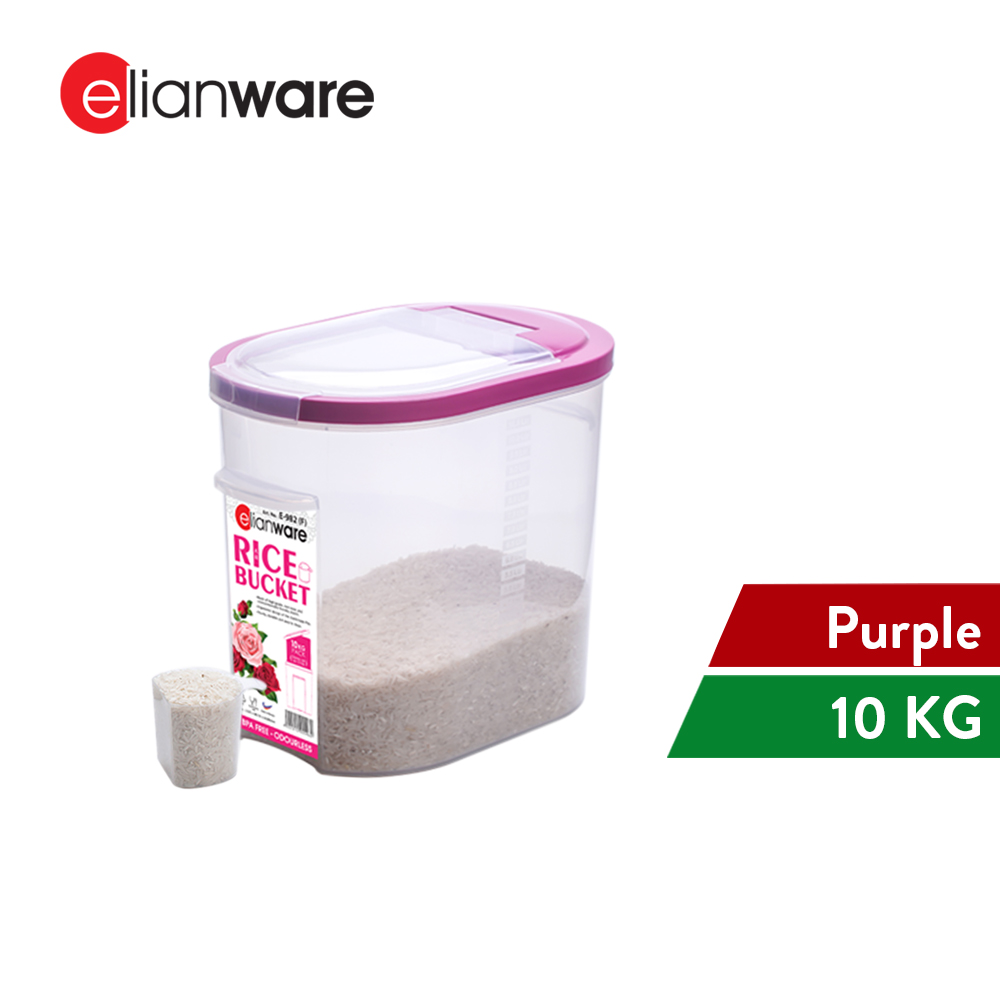 Elianware Space-Saving Bekas Beras Rice Dispenser Storage (12kg)