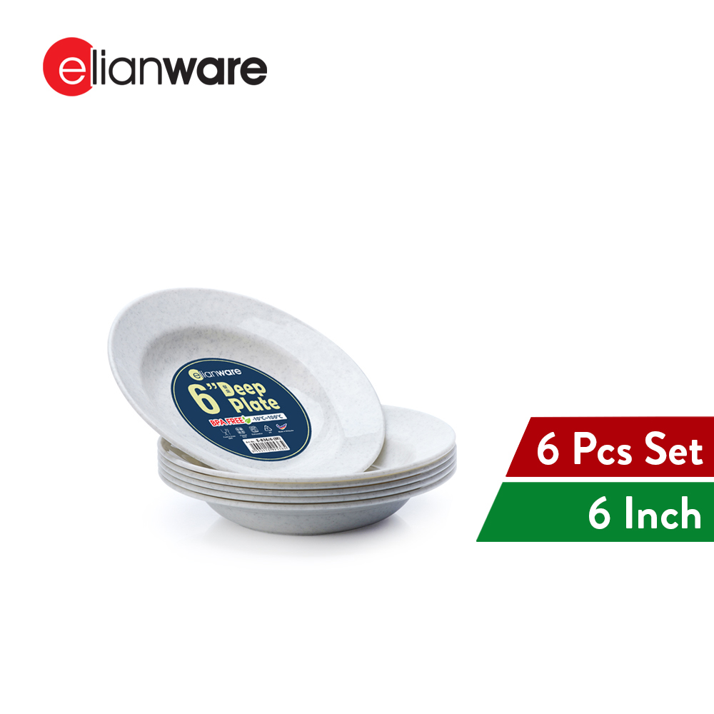 Elianware 6’' Marble (6 Pcs Set) Deep Plate Kuih Pinggan Plate