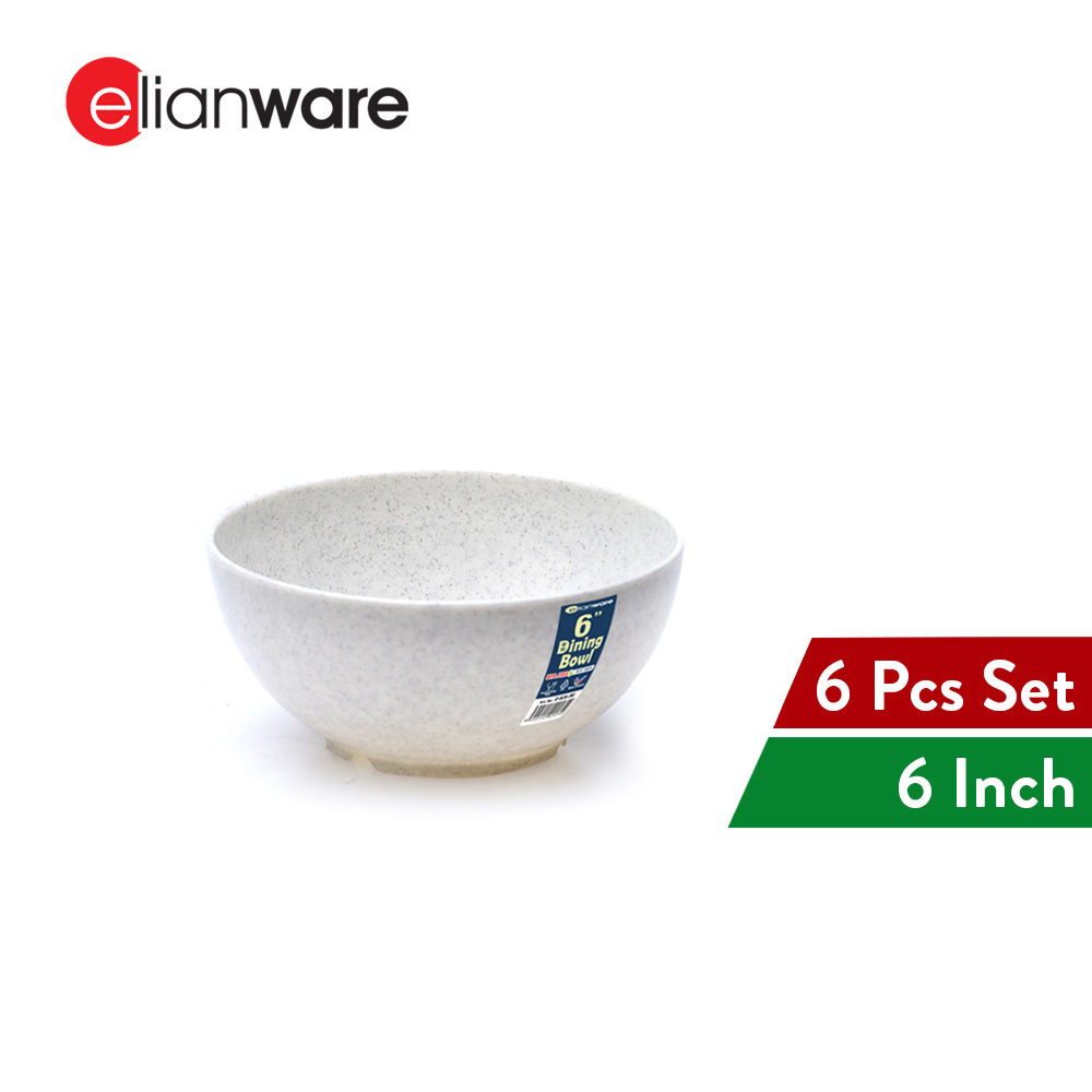 Elianware 6’' Marble Dining Bowl (6 Pcs Set) Big Soup Noodle Mangkuk Bowl