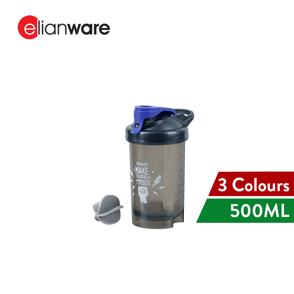 Elianware Protein Shaker Blender BPA Free Container with MIxing Ball (500ML)
