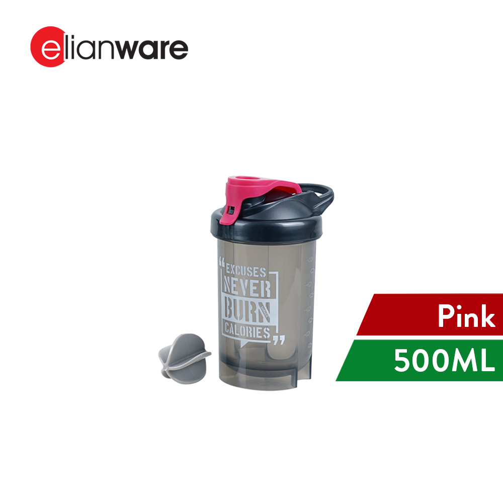 Elianware Protein Shaker Blender BPA Free Container with MIxing Ball (500ML)