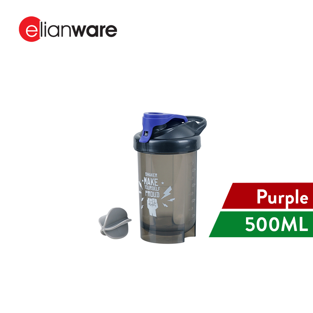Elianware Protein Shaker Blender BPA Free Container with MIxing Ball (500ML)
