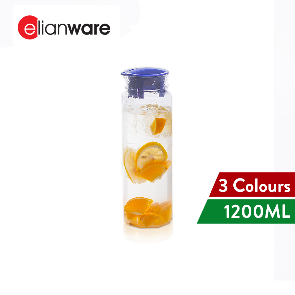 Elianware BPA Free Glass-Like Transparent Clear Water Jug with Twistable Cover (1.2Ltr)