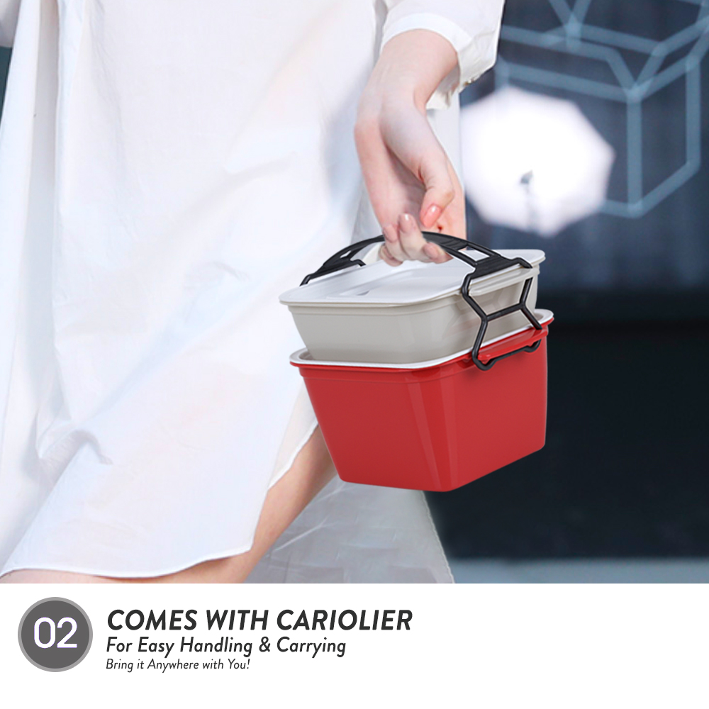 [Carton Deals] Elianware 3 Layer Tier Microwaveable [BPA FREE] Square Tiffin Food Carrier Lunch Box with Cariolier (3Layer x 24Pcs)