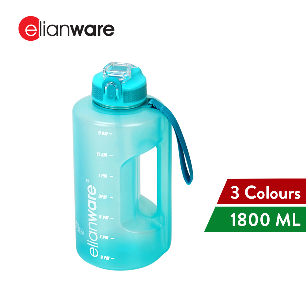 Elianware 1800ml BPA Free Handle Big Volume Water Bottle Sport Outdoor Botol Tumbler with Straw