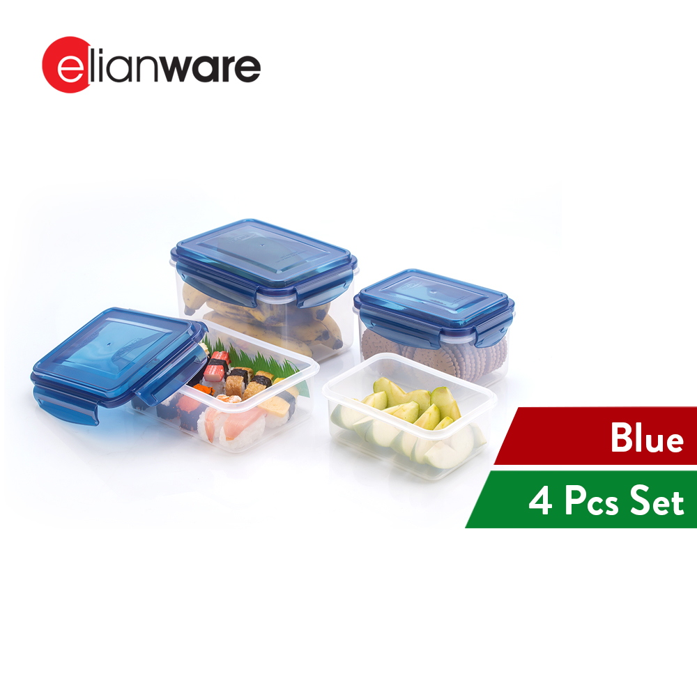 Elianware 1PC/4PCS Ezy-Lock Premium Microwavable Food Container Storage Bekas Makanan