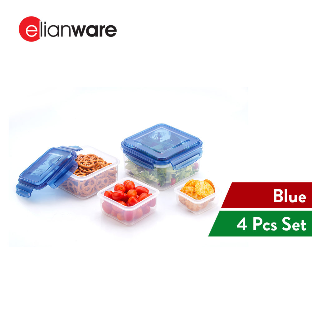Elianware 1PC/4PCS Ezy-Lock Airtight Seal Microwavable Food Container