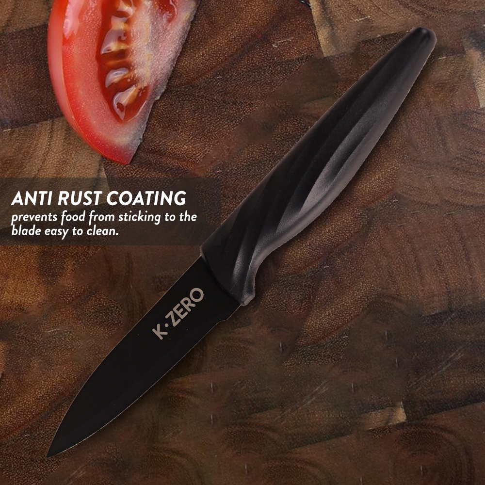 Elianware x K.Zero Black Series Premium Stainless Steel Fruit Knife Non Stick Kitchen Knife Pisau Tajam (20cm)
