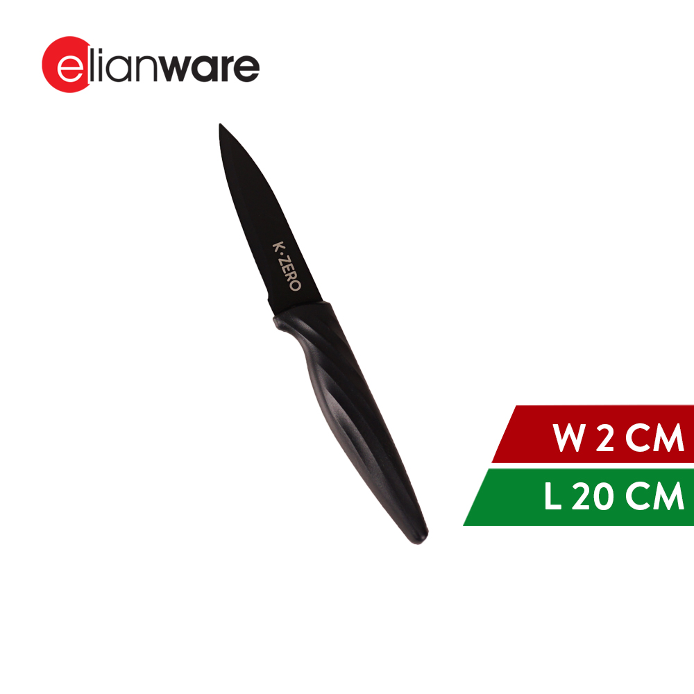 Elianware x K.Zero Black Series Premium Stainless Steel Fruit Knife Non Stick Kitchen Knife Pisau Tajam (20cm)