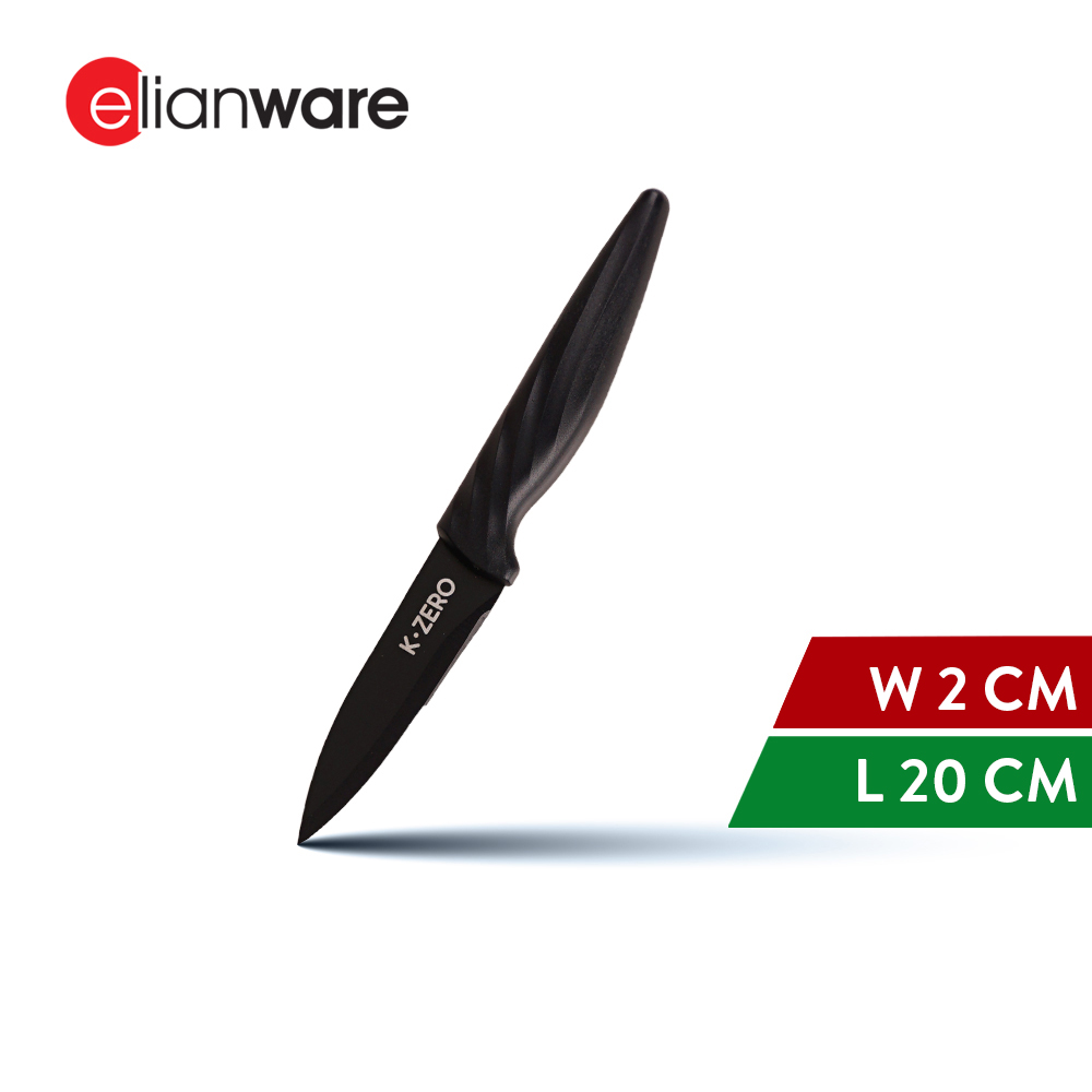 Elianware x K.Zero Black Series Premium Stainless Steel Fruit Knife Non Stick Kitchen Knife Pisau Tajam (20cm)