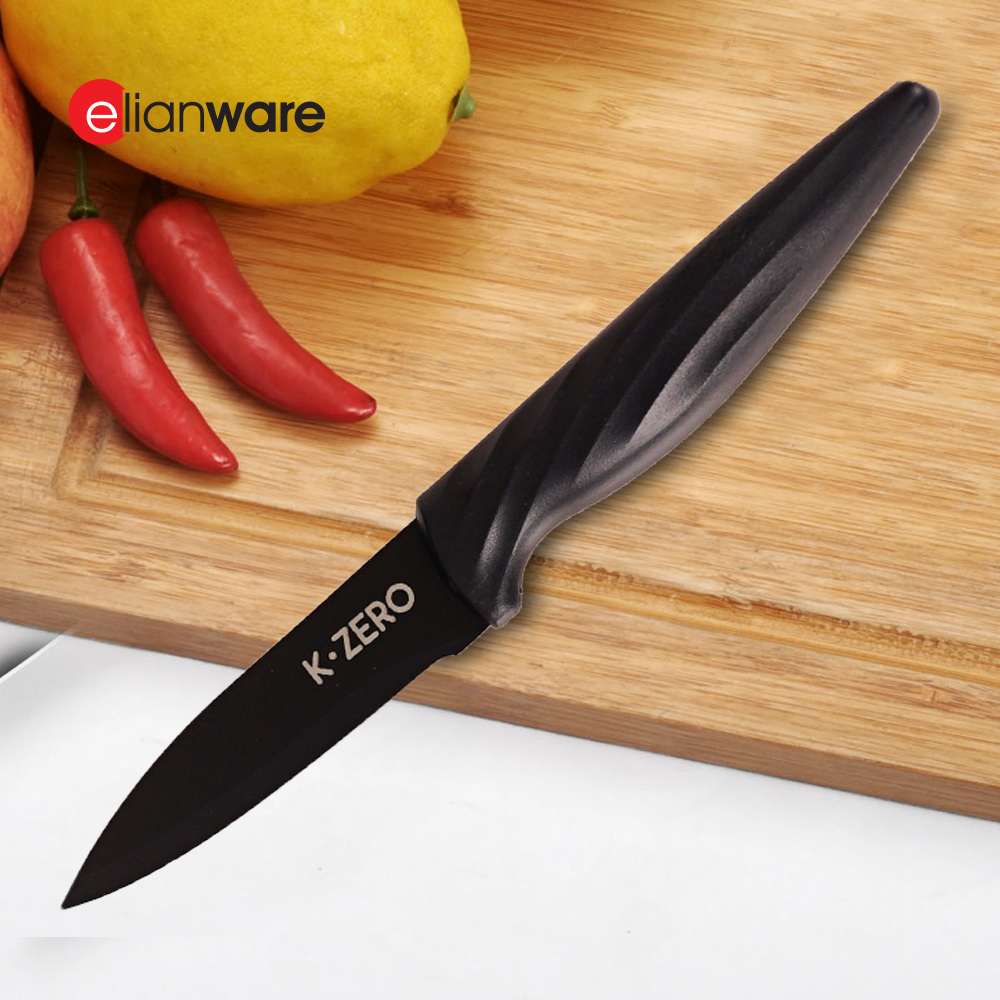 Elianware x K.Zero Black Series Premium Stainless Steel Fruit Knife Non Stick Kitchen Knife Pisau Tajam (23cm)