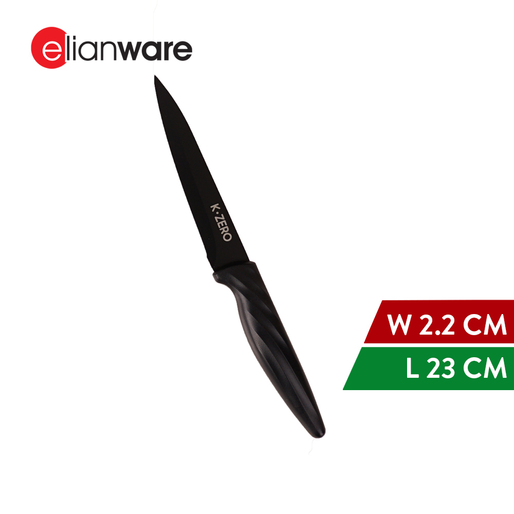 Elianware x K.Zero Black Series Premium Stainless Steel Fruit Knife Non Stick Kitchen Knife Pisau Tajam (23cm)