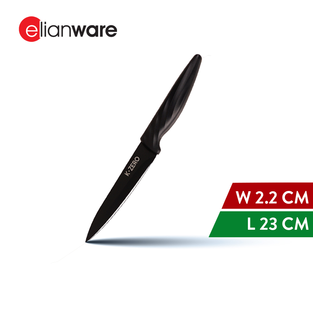 Elianware x K.Zero Black Series Premium Stainless Steel Fruit Knife Non Stick Kitchen Knife Pisau Tajam (23cm)