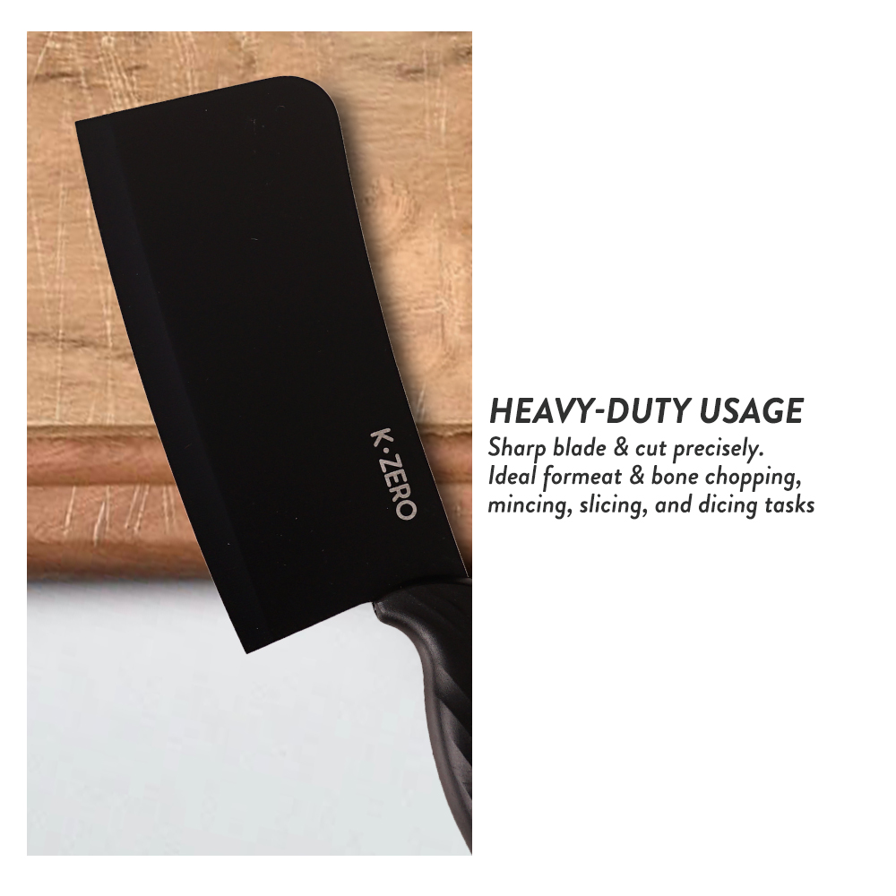 Elianware x K.Zero Black Series Premium Stainless Steel Meat Chopper Knife Non Stick Kitchen Knife Pisau Tajam (29.5cm)