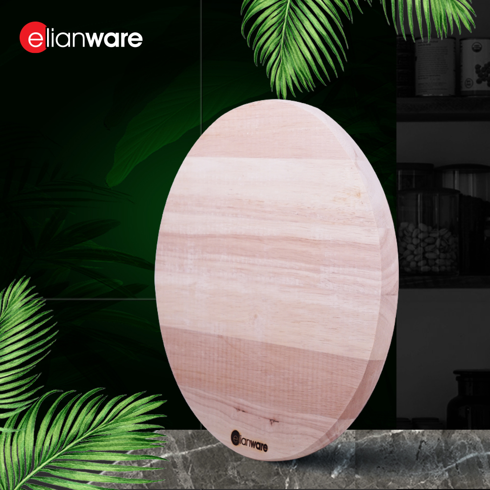 Elianware Round Chopping Board Solid Wood Cutting Board Papan Pemotong Sayur