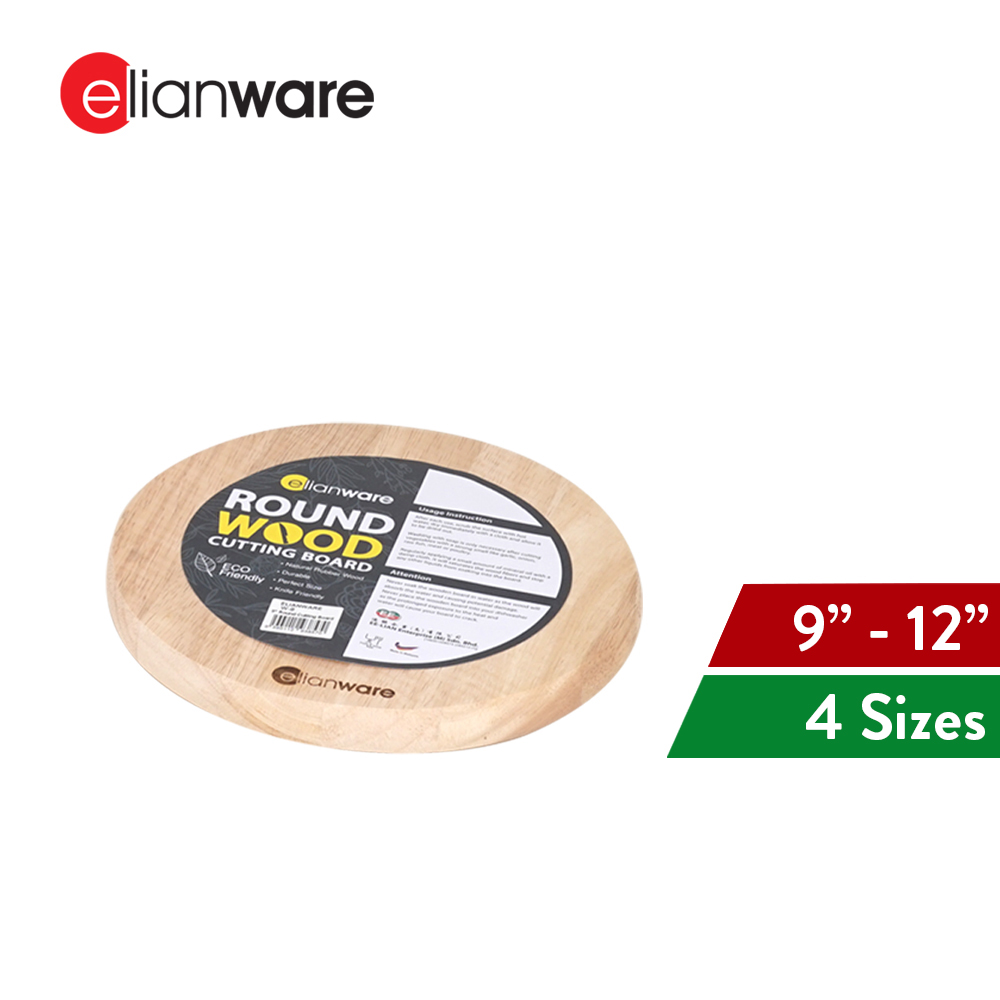 Elianware Round Chopping Board Solid Wood Cutting Board Papan Pemotong Sayur