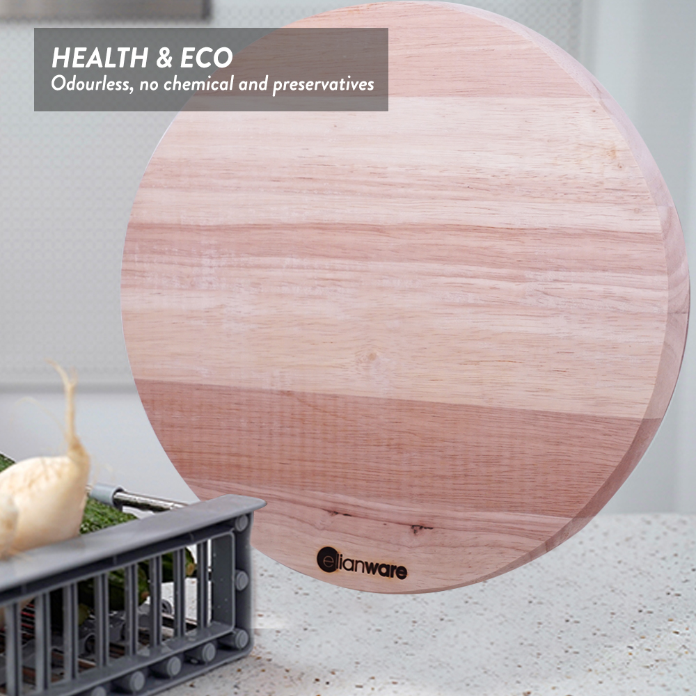 Elianware Round Chopping Board Solid Wood Cutting Board Papan Pemotong Sayur