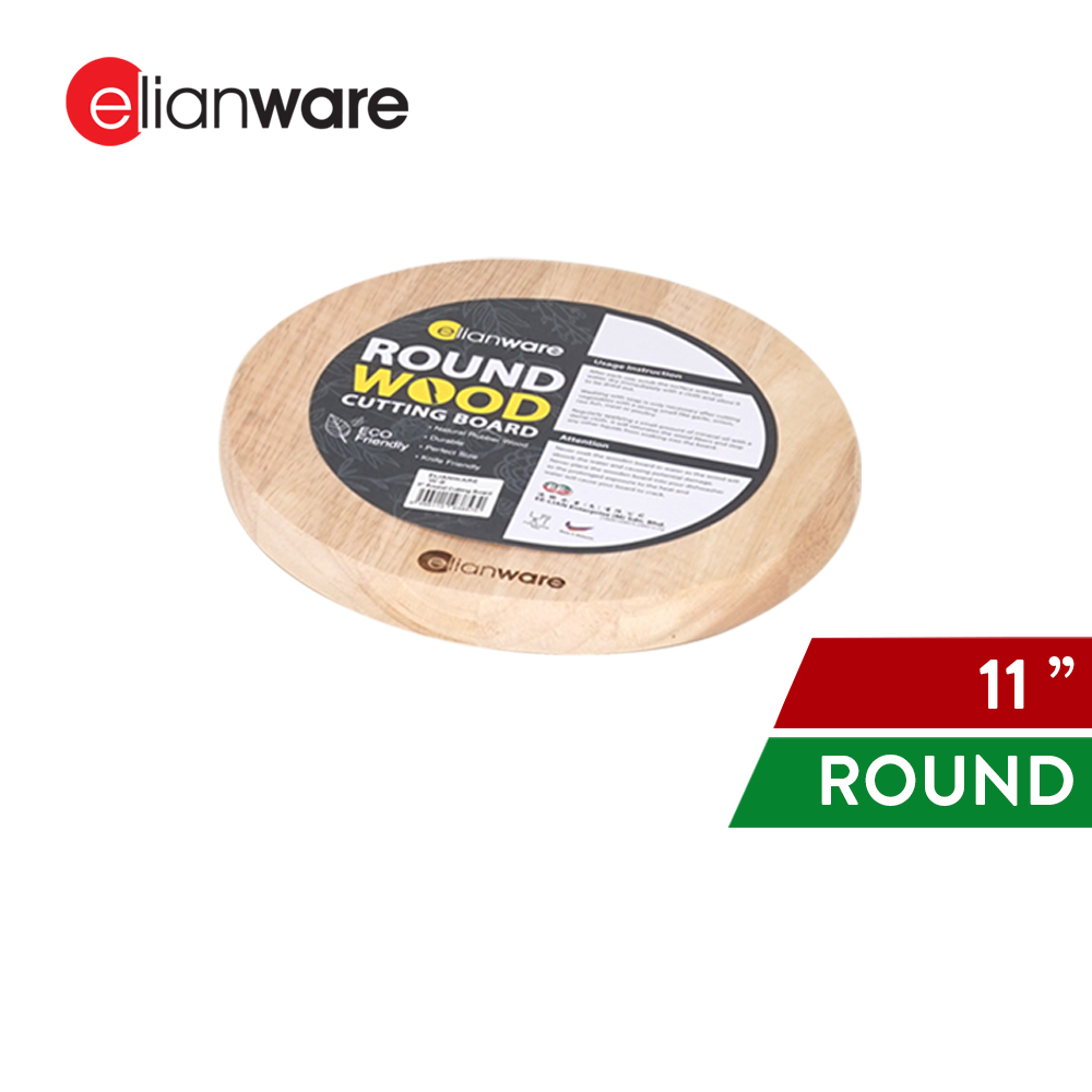 Elianware Round Chopping Board Solid Wood Cutting Board Papan Pemotong Sayur