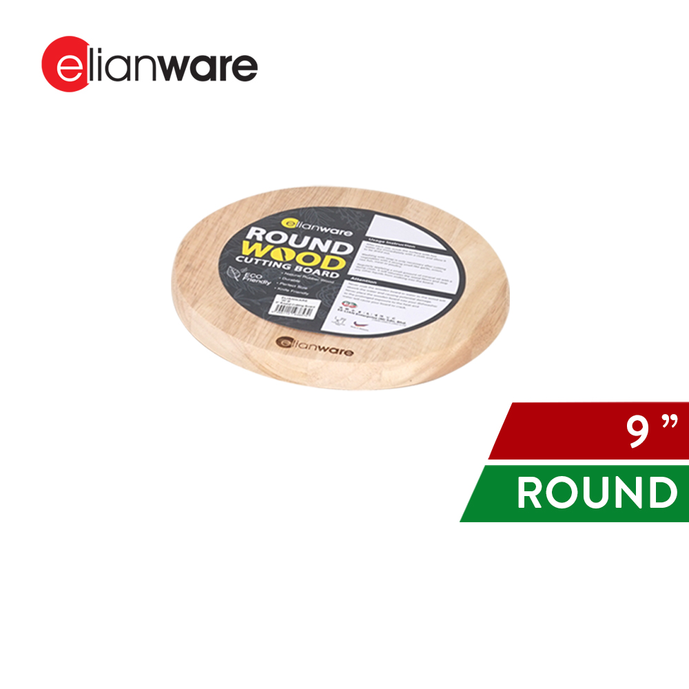 Elianware Round Chopping Board Solid Wood Cutting Board Papan Pemotong Sayur