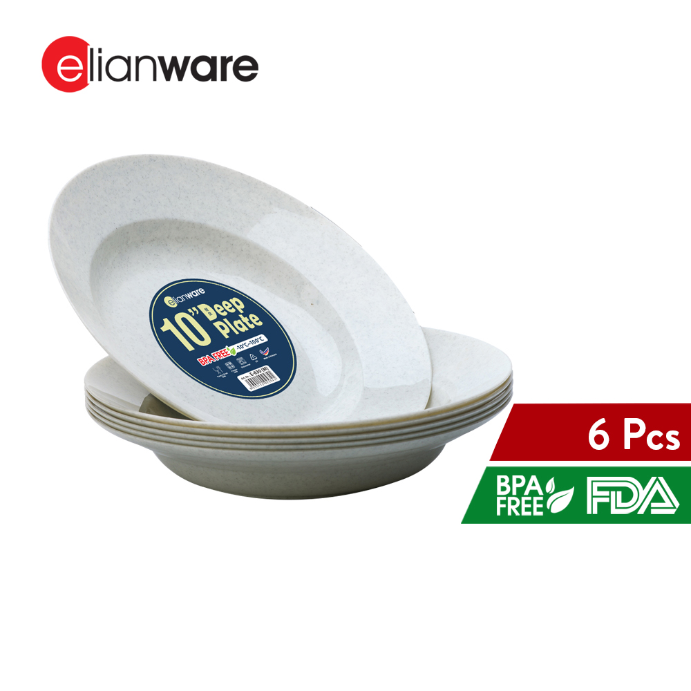 Elianware 10" Marble Deep Plate (6 Pcs Set) Dining Plate Rice Pinggan Plate