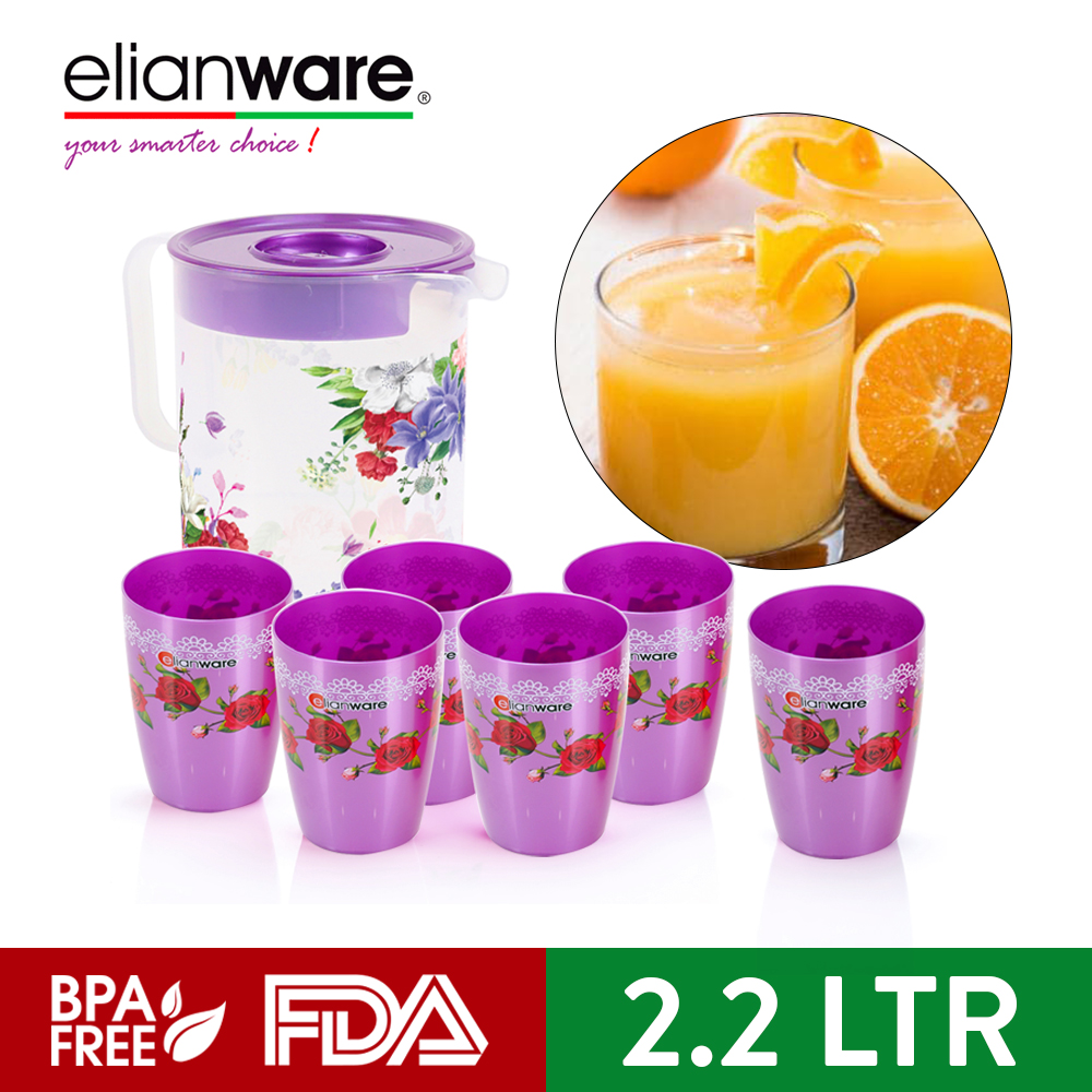 Elianware Exclusive Raya Candy Tray Container & Water Jug Cup (15 pcs) Gift Set