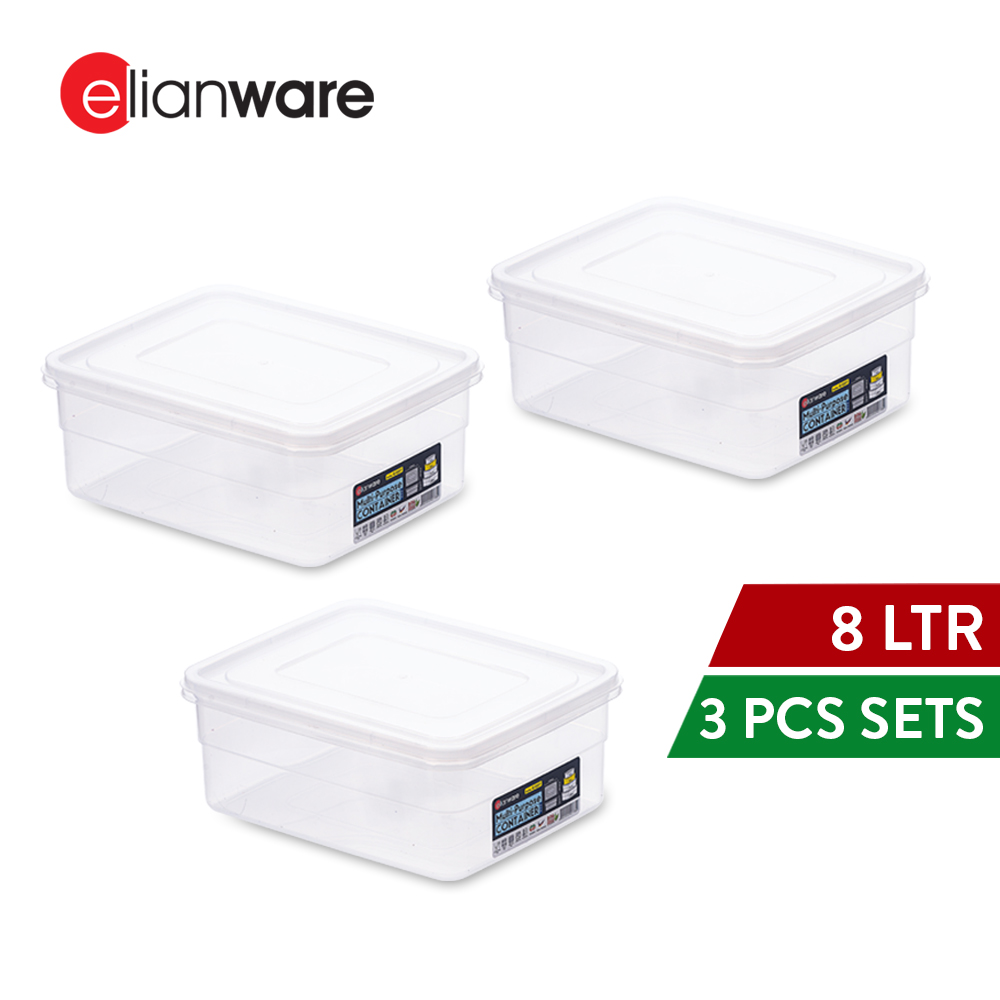Elianware 1PC/3PCS 8LTR Plastic Drawer Food Storage Stackable Cabinet Basket