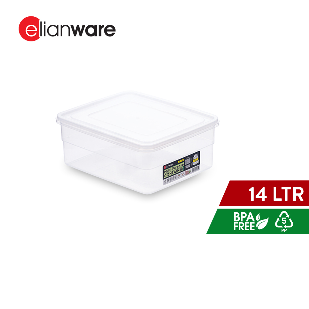 Elianware 1PC/3PCS 14LTR Transparent Rice Storage Box Jamuan Food Serving Tray