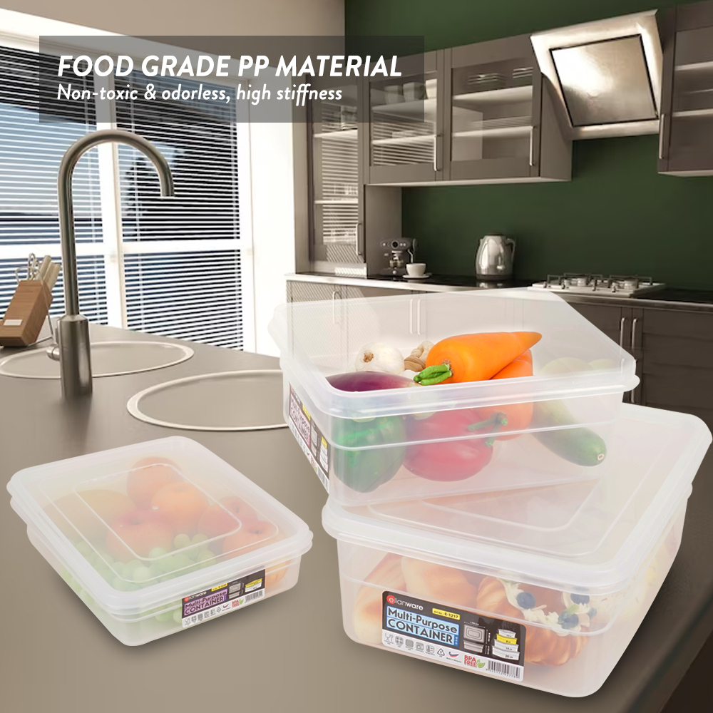 Elianware 1PC/3PCS 14LTR Transparent Rice Storage Box Jamuan Food Serving Tray