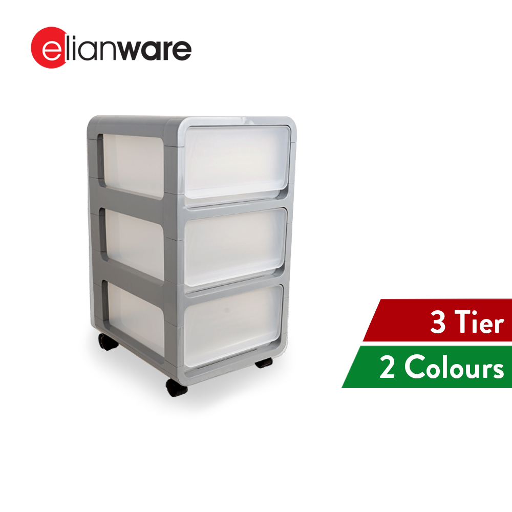 Elianware 3 Layers Elegant Toy Office Drawer Storage Box with Roller