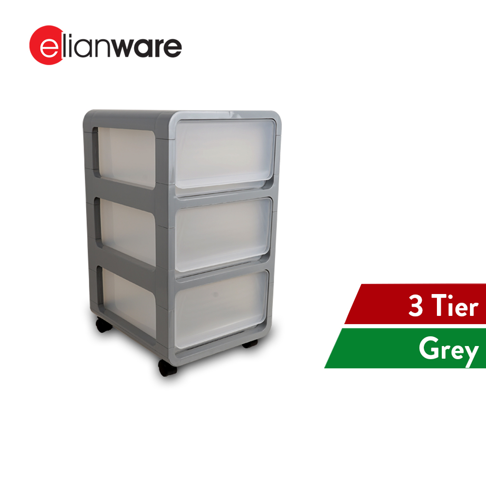 Elianware 3 Layers Elegant Toy Office Drawer Storage Box with Roller