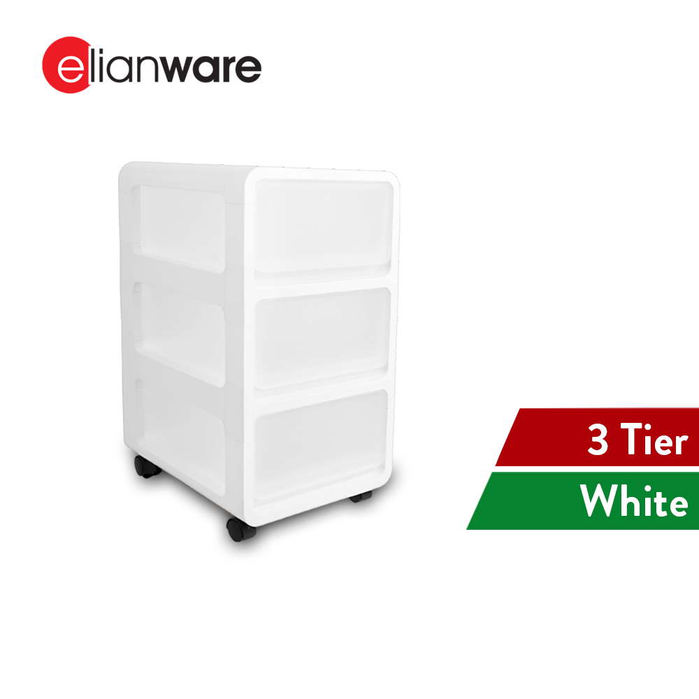 Elianware 3 Layers Elegant Toy Office Drawer Storage Box with Roller