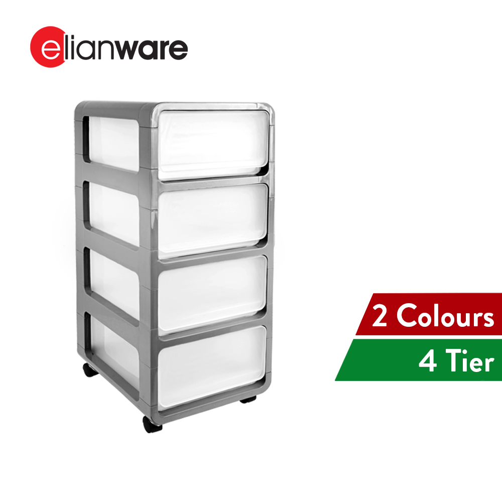Elianware 4 Layers Elegant Snacks Drawer Storage Box with Roller