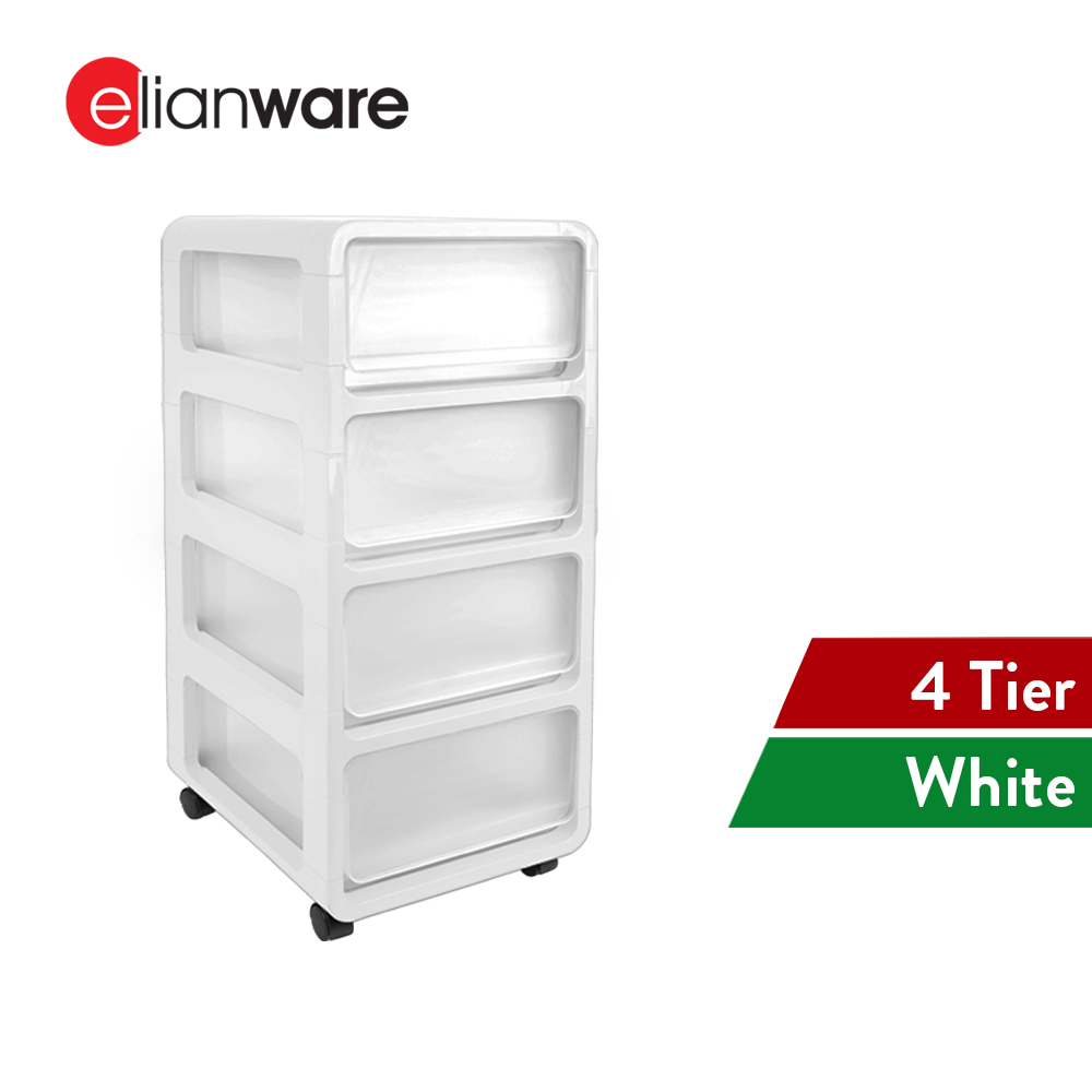 Elianware 4 Layers Elegant Snacks Drawer Storage Box with Roller