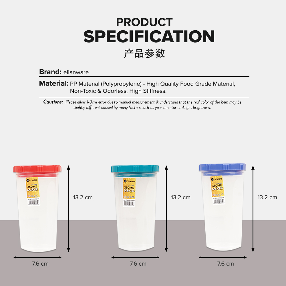Elianware 350ML BPA FREE Shaker Botol Air Ais Milo Beverage Cup