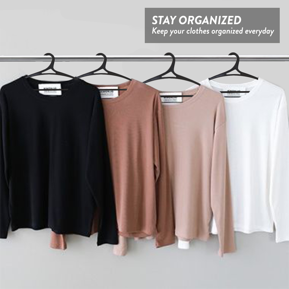 Elianware 6PCS SET Adult Clothes Hanger Plastic Hanger Baju Stackable Penyangkut